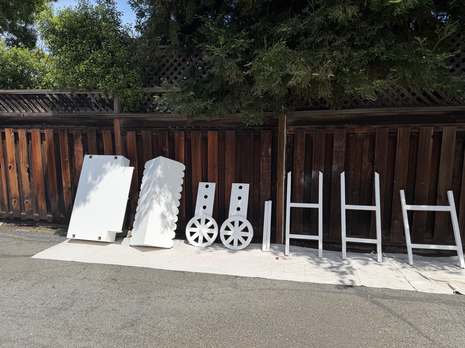 Cart components laid out flat-pack style, ready for crated delivery